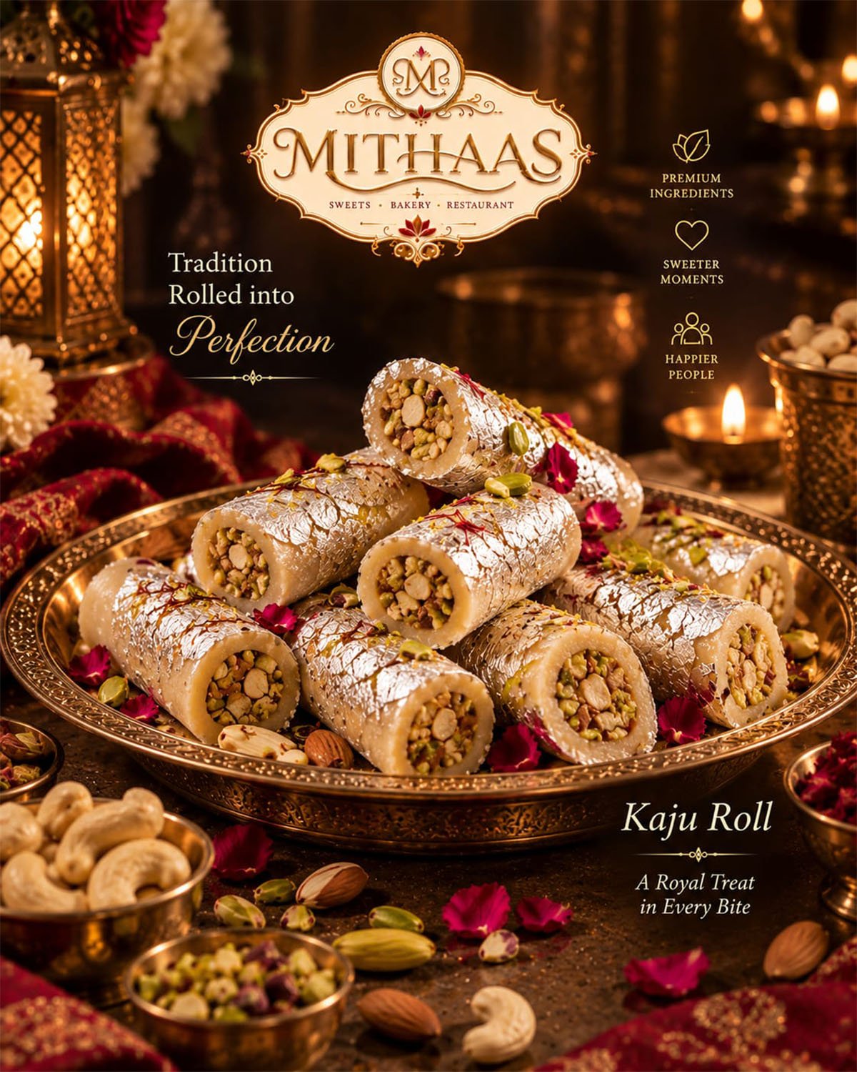 Sweets being arranged at the Mithaas counter