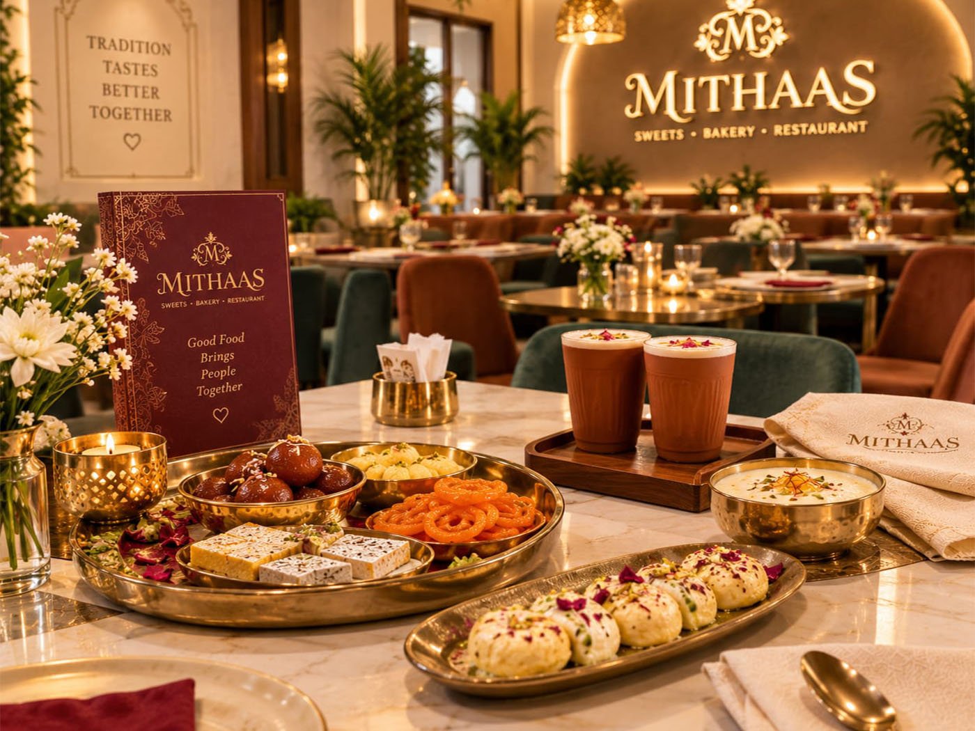 A full vegetarian thali served at Mithaas
